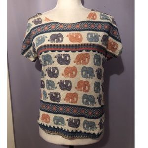 Gaze elephant print knit top
